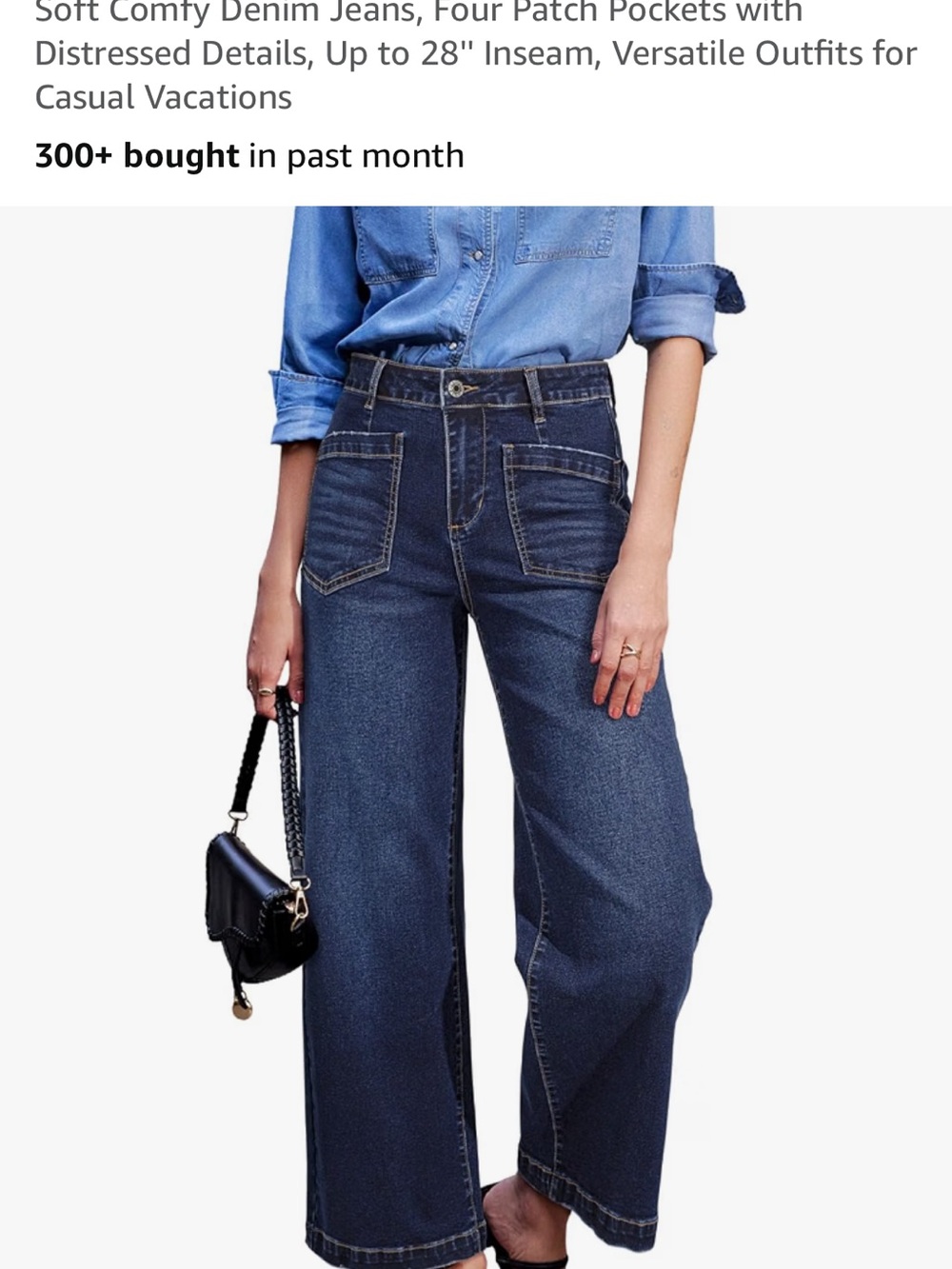Sidefeel Wide Leg Jeans for Women High Waisted Stretchy Ankle Denim Pants size 8